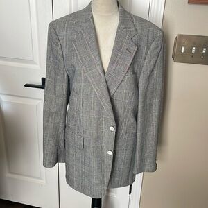 Vintage Black White & Red Plaid Blazer Fully Lined